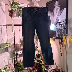 J. Crew Reimagined Denim Button Fly Cropped Raw Hem Jeans Size 32